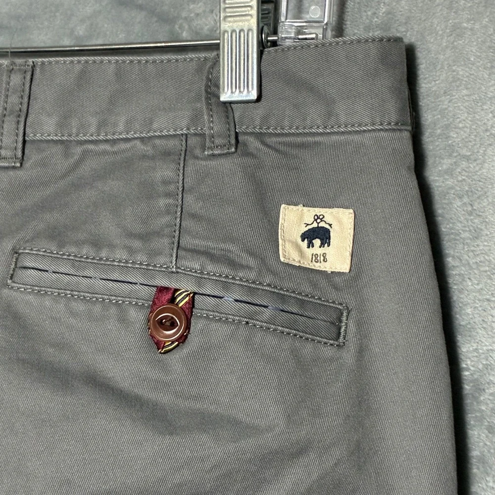 Brooks Brothers 1818 Grey Cotton Chino Pants Flat Front‎ Trousers Men's 36x32